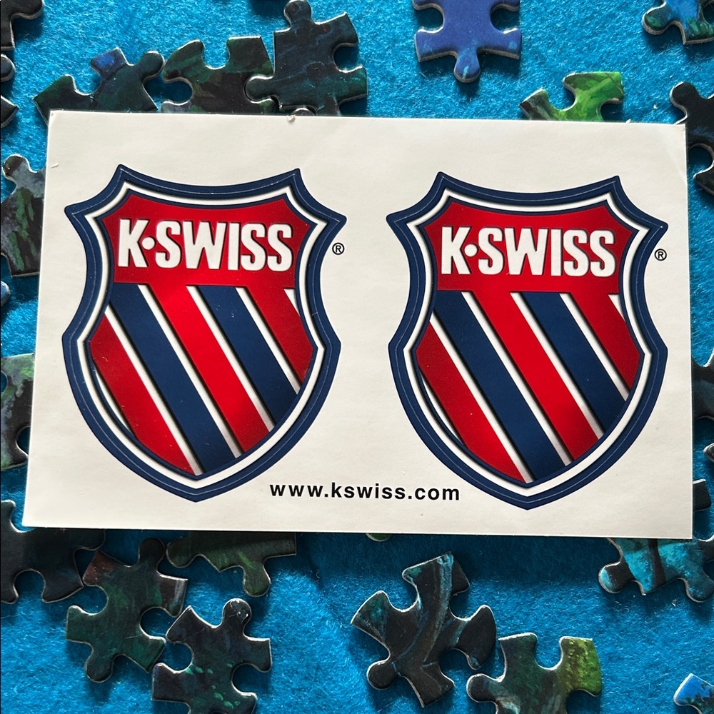 K-Swiss Vintage 1980s Red and Blue Shield Stickers